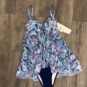 NWT Gottex Profile Snake Charm Bandeau One Piece Flattering Swim Dress